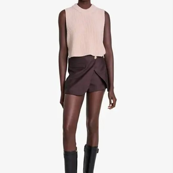 Maje Made in Italy Ribbed Split-Hem Wool Vest Beige Size 0 NWT - Picture 1 of 13